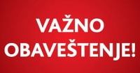 VAŽNO OBAVEŠTENJE