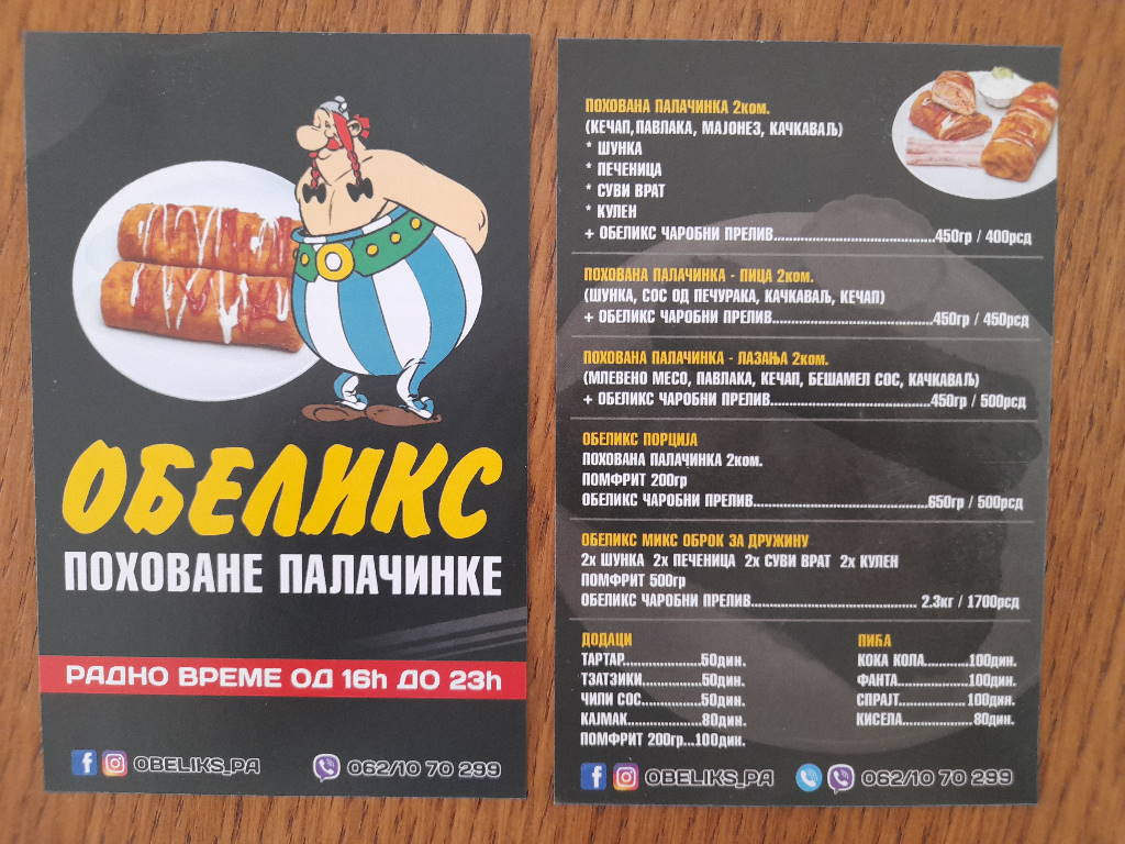Podela i štampa flajera za palačinkarnicu OBELIKS