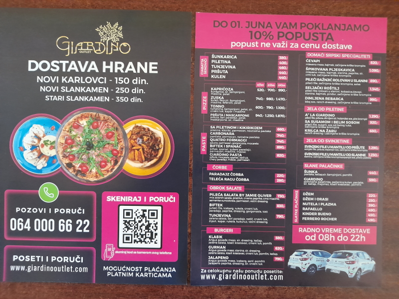 Dostava hrane, Novi Karlovci, Novi Slankamen, Stari Slankamen