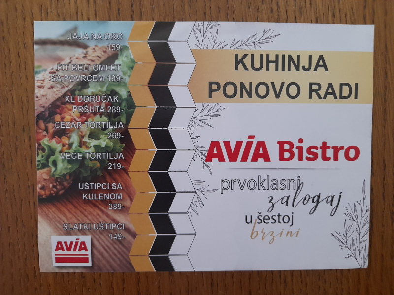 &Scaron;tampa flajera za AVIA Bistro