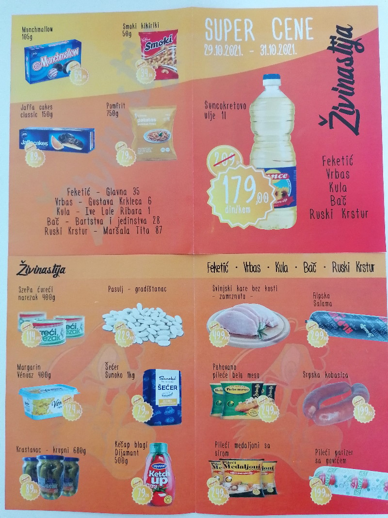 Štampa i podela flajera za Živinastija ,SUPER CENE 29.10.2021. – 31.10.2021.
