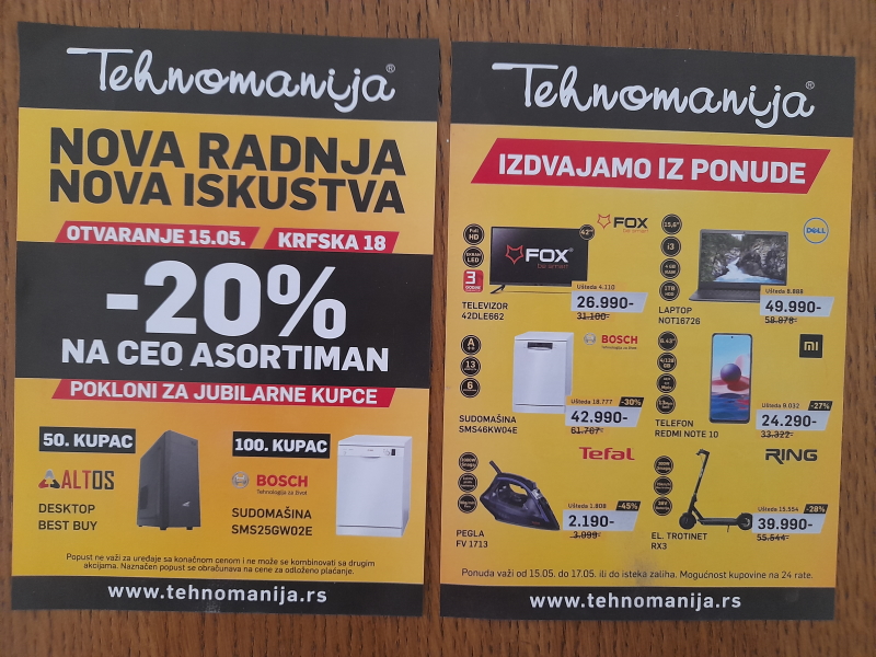 Štampa i podela flajera za Tehnomaniju
